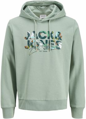 JACK & JONES Mikina 'JJGeplas'  jedľová / svetlozelená / homárová / biela