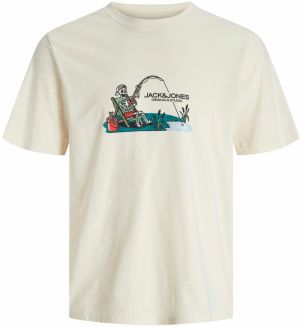 JACK & JONES Tričko  tmavozelená / jasne červená / čierna / prírodná biela