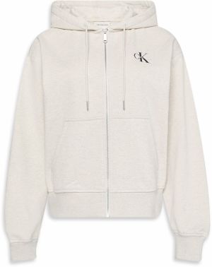 Calvin Klein Jeans Tepláková bunda  sivá melírovaná / čierna / biela