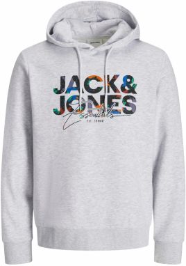 JACK & JONES Mikina 'JJGeplas'  tmavomodrá / tmavosivá / homárová / biela melírovaná