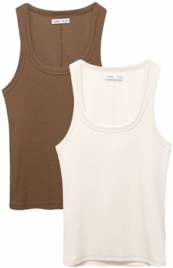 Pull&Bear Top  krémová / hnedá