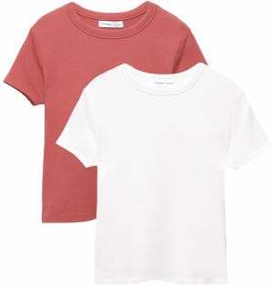 Pull&Bear Tričko  melónová / biela