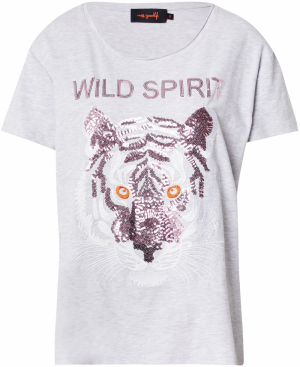 miss goodlife Tričko 'Wild Spirit'  sivá melírovaná / slivková / oranžová / biela