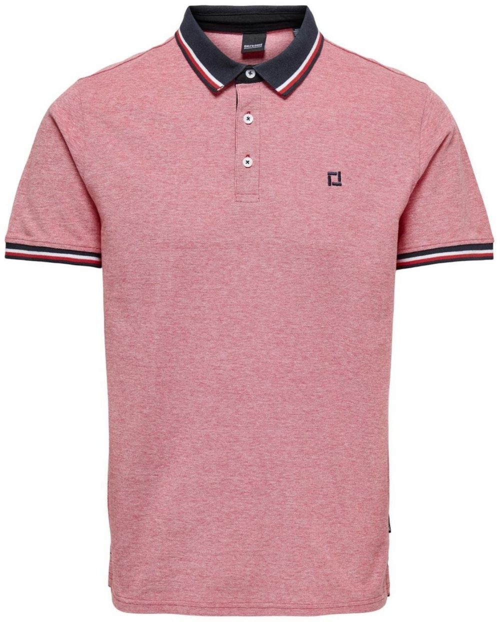 Only & Sons Tričko 'ONSFletcher'  tmavomodrá / červená melírovaná / biela