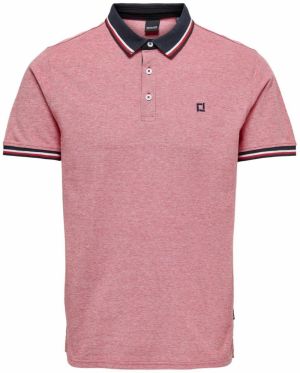 Only & Sons Tričko 'ONSFletcher'  tmavomodrá / červená melírovaná / biela