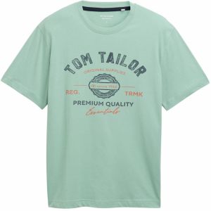 TOM TAILOR Tričko  mätová / tmavozelená / oranžová