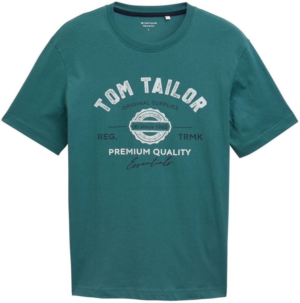 TOM TAILOR Tričko  tmavomodrá / petrolejová / šedobiela