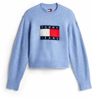 Tommy Jeans Sveter  námornícka modrá / svetlomodrá / červená / biela