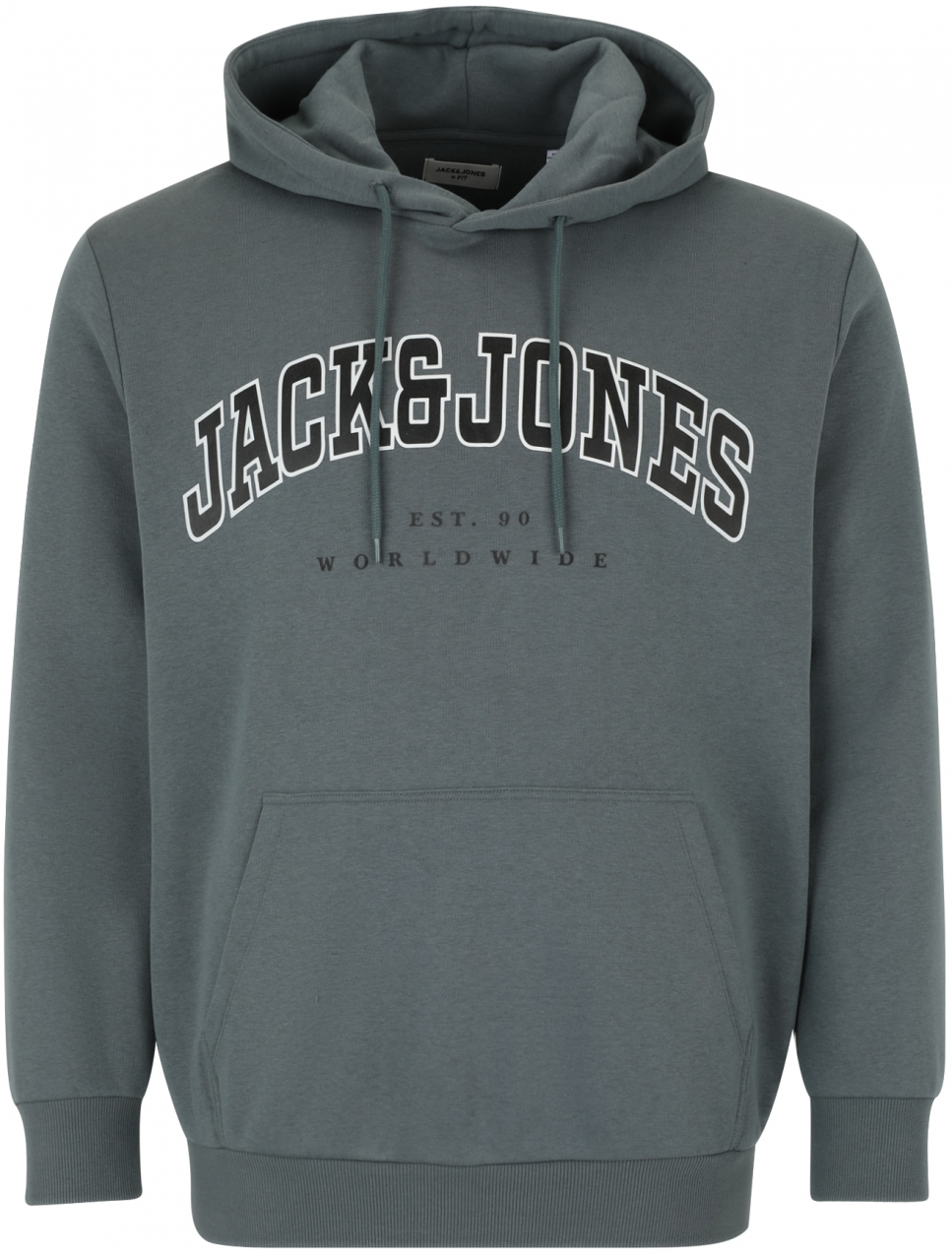 Jack & Jones Plus Mikina 'JJECALEB'  dymovo modrá / čierna / biela