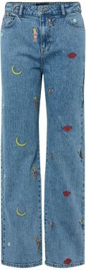 PIECES Džínsy 'PCJidi'  modrá denim / citrónová / tmavočervená