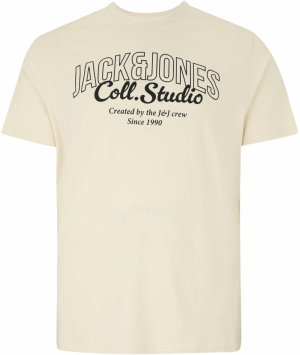 Jack & Jones Plus Tričko 'JJMAKOTO'  čierna / biela ako vlna