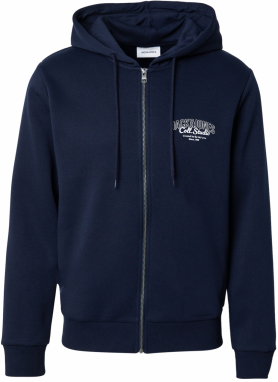 JACK & JONES Tepláková bunda 'JJMAKOTO'  tmavomodrá / biela