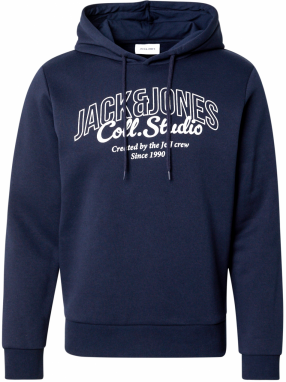 JACK & JONES Mikina 'JJMAKOTO'  tmavomodrá / biela