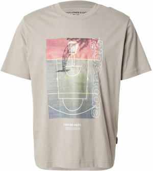 JACK & JONES Tričko 'JCOUNION'  sivá / pastelovo zelená / pastelovo červená / biela