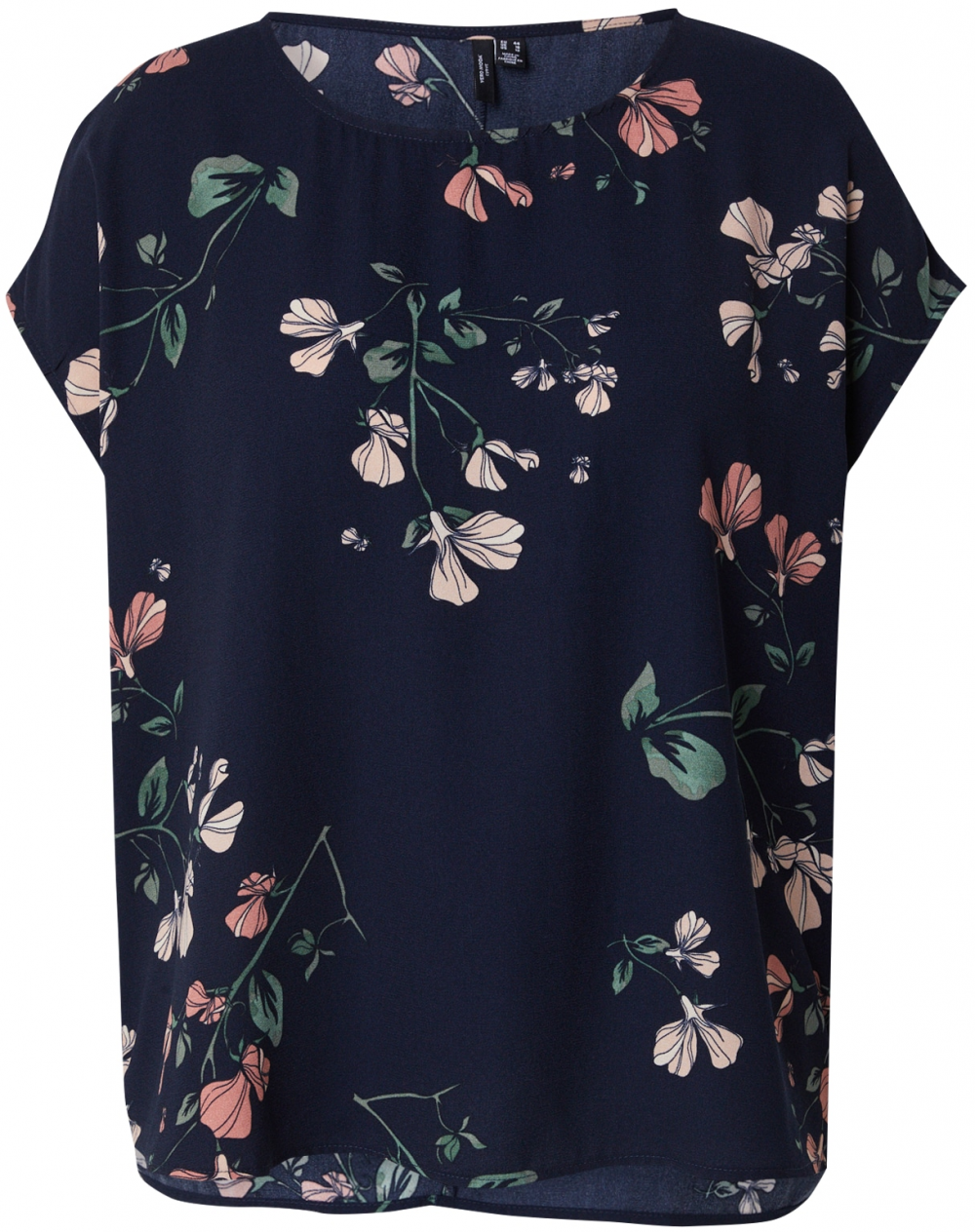 Vero Moda Curve Blúzka 'VMNEW HALLIE'  tmavomodrá / zelená / ružová / staroružová