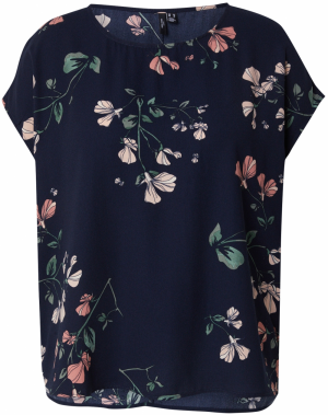 Vero Moda Curve Blúzka 'VMNEW HALLIE'  tmavomodrá / zelená / ružová / staroružová