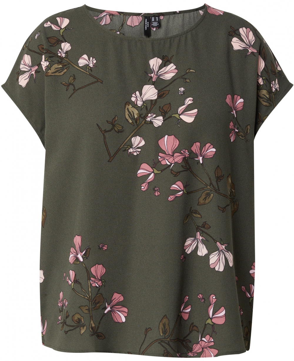 Vero Moda Curve Blúzka 'VMNEWHALLIE'  farby bahna / olivová / staroružová / šedobiela
