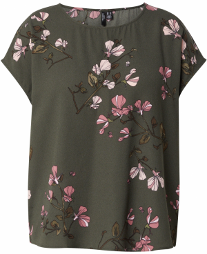 Vero Moda Curve Blúzka 'VMNEWHALLIE'  farby bahna / olivová / staroružová / šedobiela