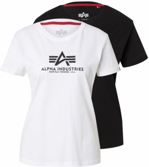 ALPHA INDUSTRIES Tričko 'New Basic'  čierna / biela