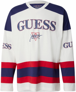 GUESS JEANS Tričko 'HOCKEY'  modrá / červená / biela