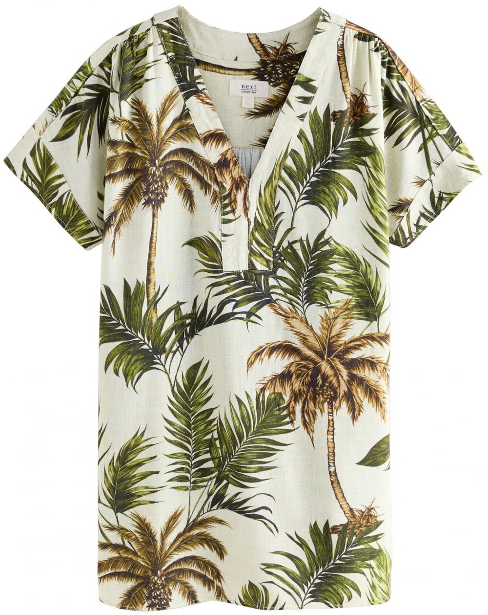 Next Letné šaty 'Kaftan'  olivová / jedľová / šedobiela