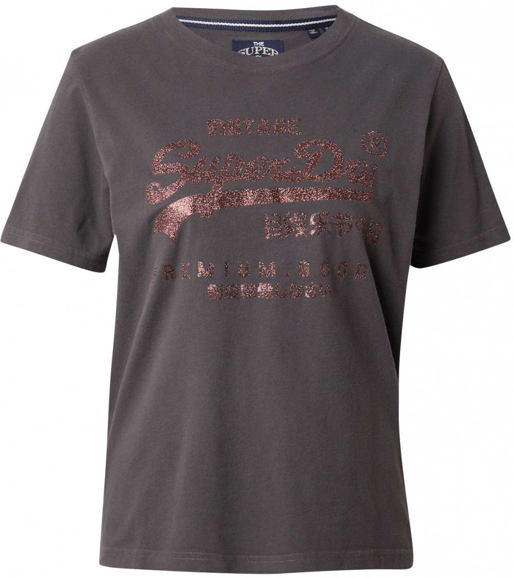 Superdry Tričko  tmavosivá / staroružová