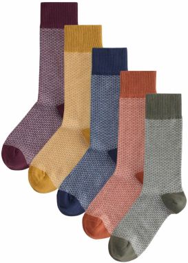 Next Ponožky  modrá / horčicová / olivová / mandarínková / vínovo červená / biela
