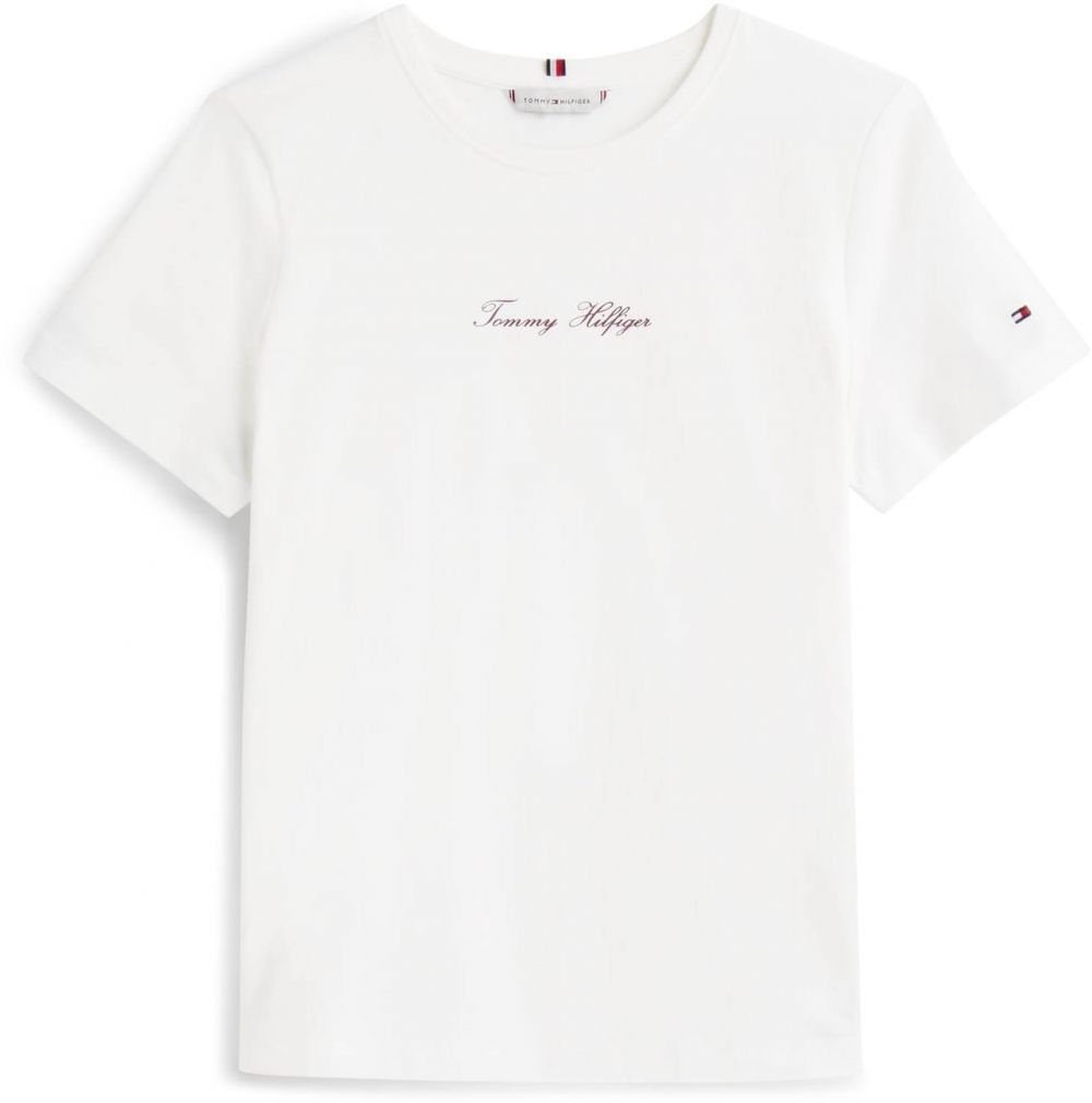 TOMMY HILFIGER Tričko 'CLASSIC'  bordová / biela