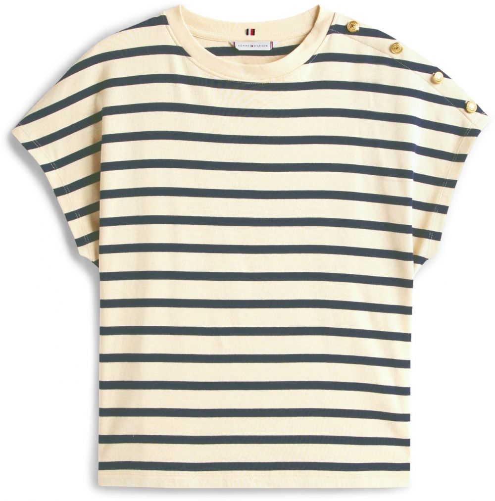 TOMMY HILFIGER Tričko  tmavomodrá / biela ako vlna