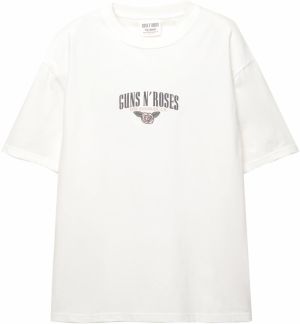 Pull&Bear Tričko 'GUNS AGUILA'  tmavosivá / pastelovo zelená / rosé / biela