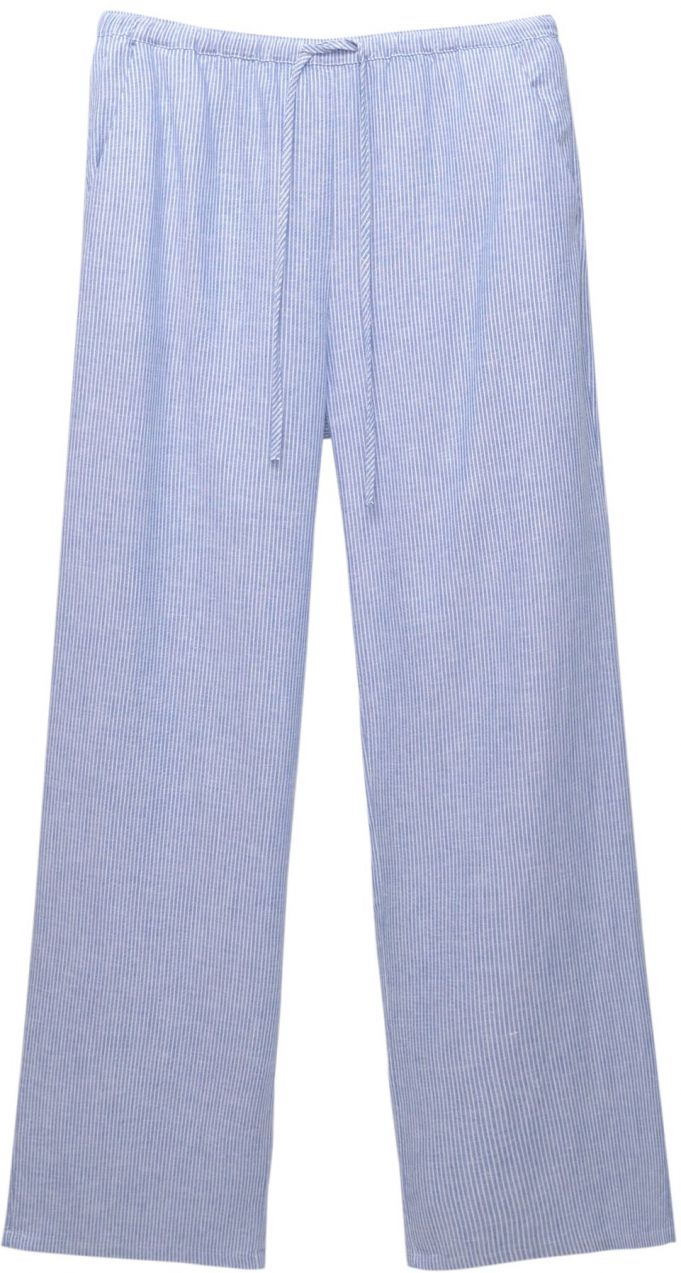 Pull&Bear Nohavice  modrosivá / biela