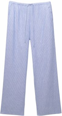 Pull&Bear Nohavice  modrosivá / biela