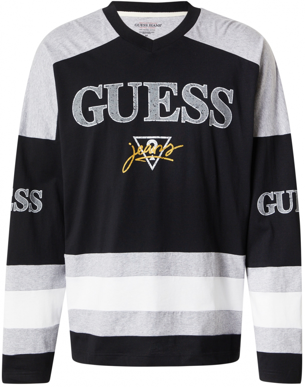GUESS JEANS Tričko 'HOCKEY'  svetlomodrá / svetlosivá / čierna / biela