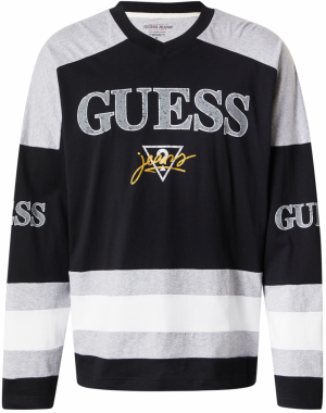 GUESS JEANS Tričko 'HOCKEY'  svetlomodrá / svetlosivá / čierna / biela