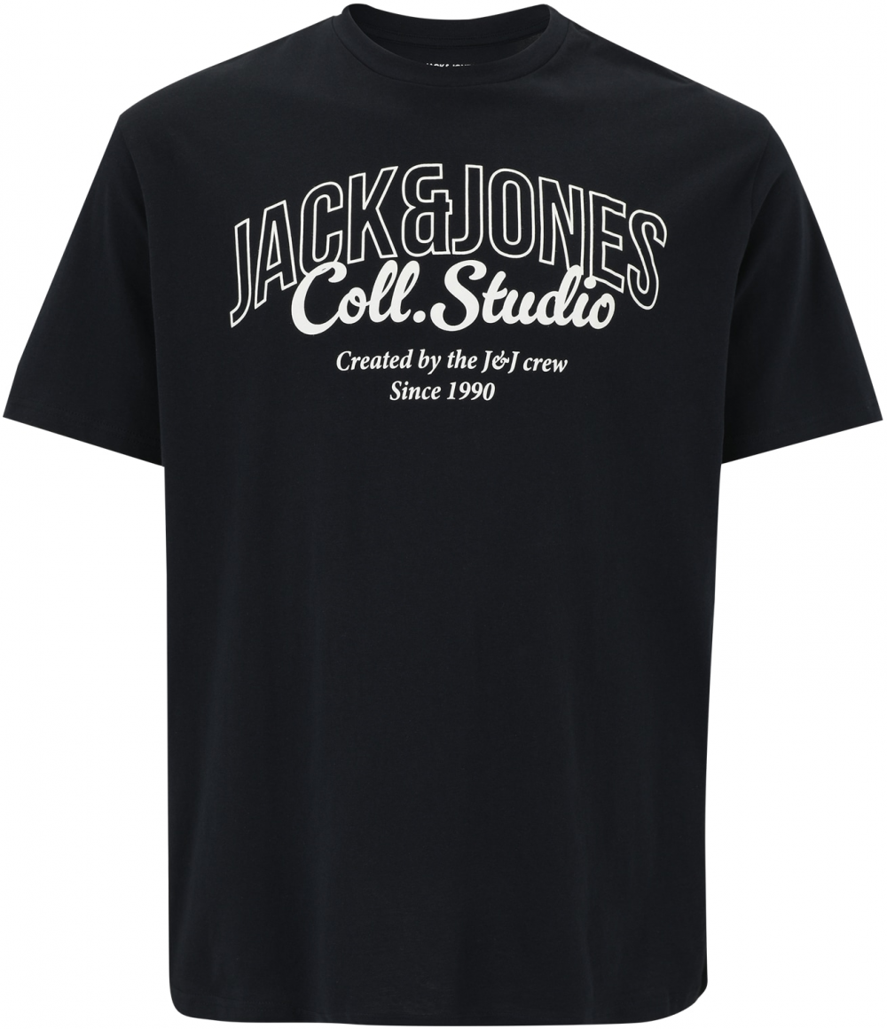 Jack & Jones Plus Tričko 'JJMAKOTO'  tmavomodrá / biela