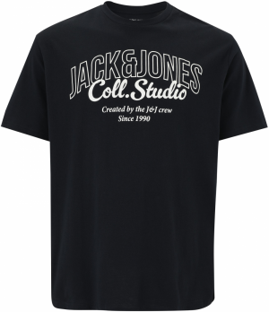 Jack & Jones Plus Tričko 'JJMAKOTO'  tmavomodrá / biela