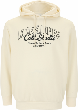 Jack & Jones Plus Mikina 'JJMAKOTO'  čierna / šedobiela