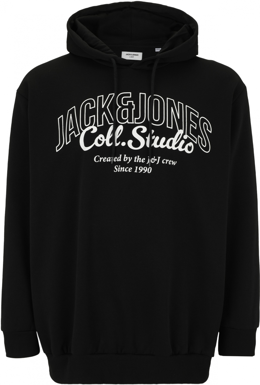 Jack & Jones Plus Mikina 'JJMAKOTO'  čierna / biela