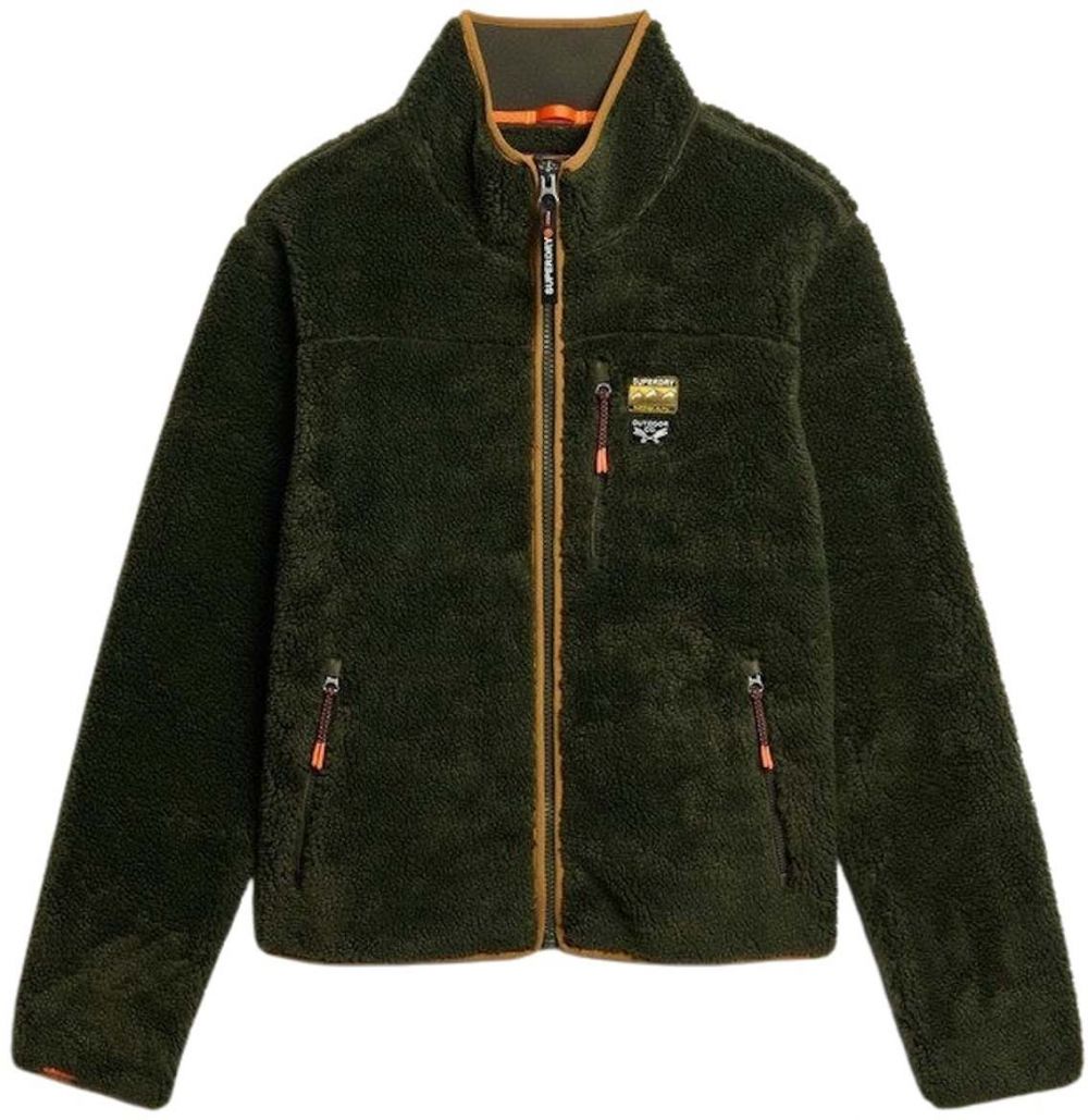 Superdry Flisová bunda  hnedá / tmavozelená