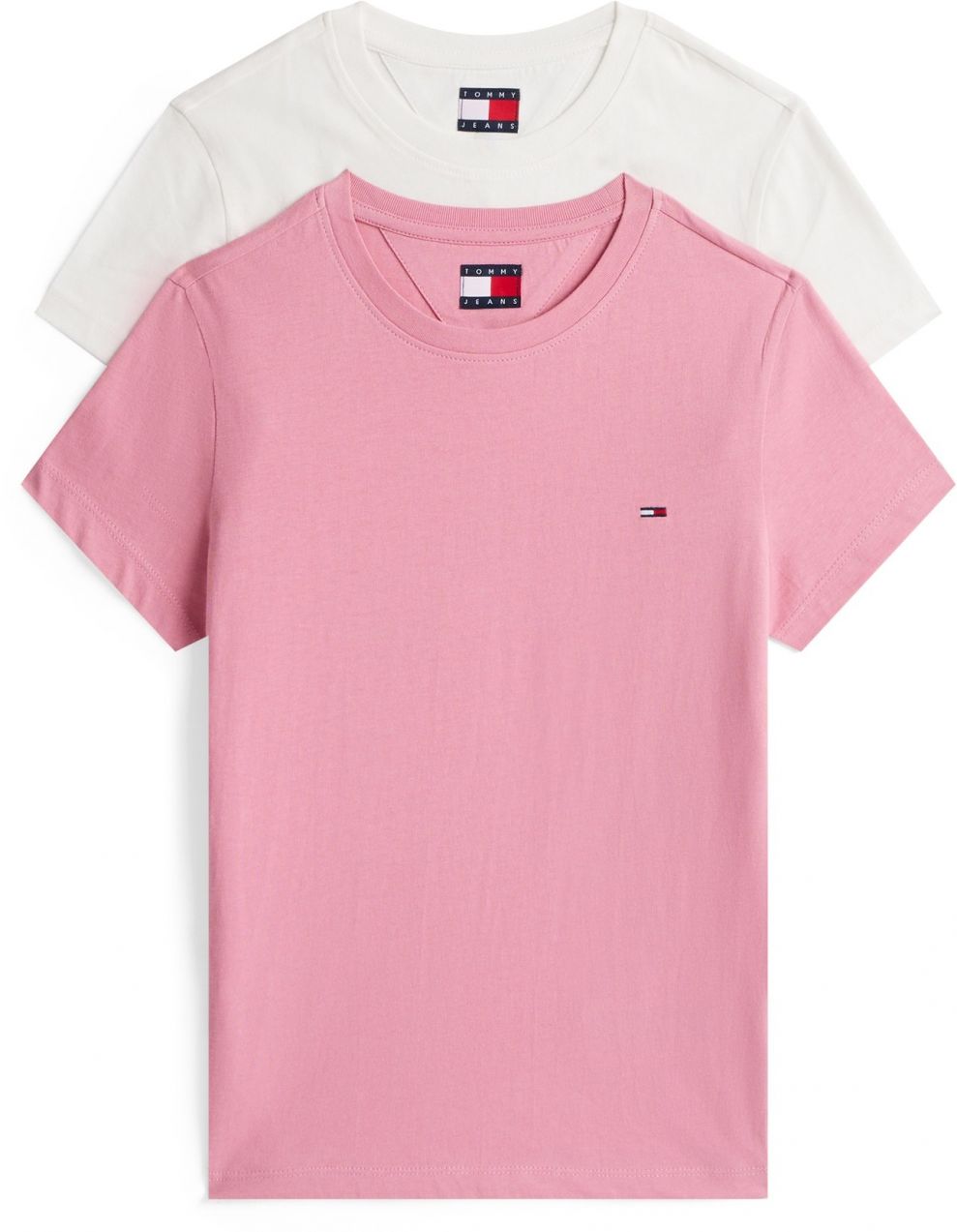 Tommy Jeans Tričko  ružová / biela