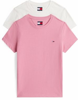 Tommy Jeans Tričko  ružová / biela