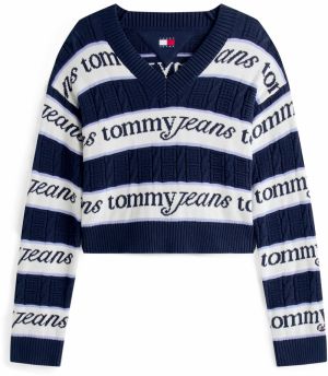 Tommy Jeans Sveter  námornícka modrá / svetlomodrá / biela