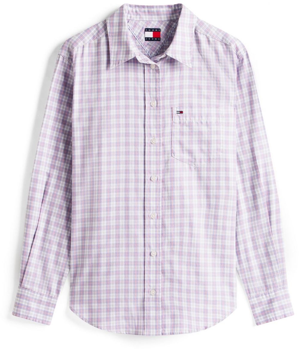 Tommy Jeans Blúzka 'ESSENTIAL'  orgovánová / červená / biela