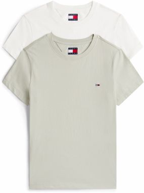 Tommy Jeans Tričko  pastelovo zelená / biela