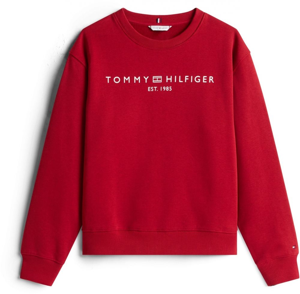 TOMMY HILFIGER Mikina  tmavočervená / biela