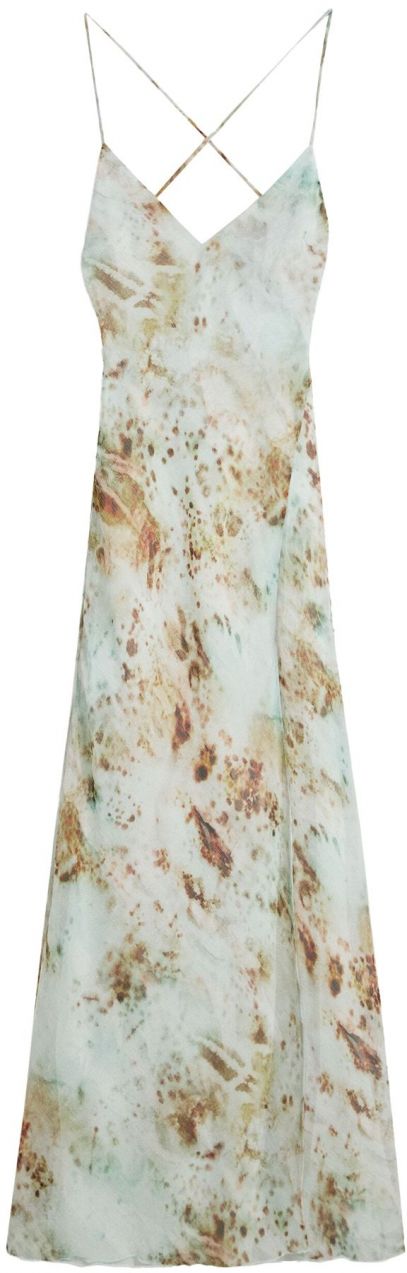 Bershka Šaty  nebesky modrá / koňaková / kiwi / biela