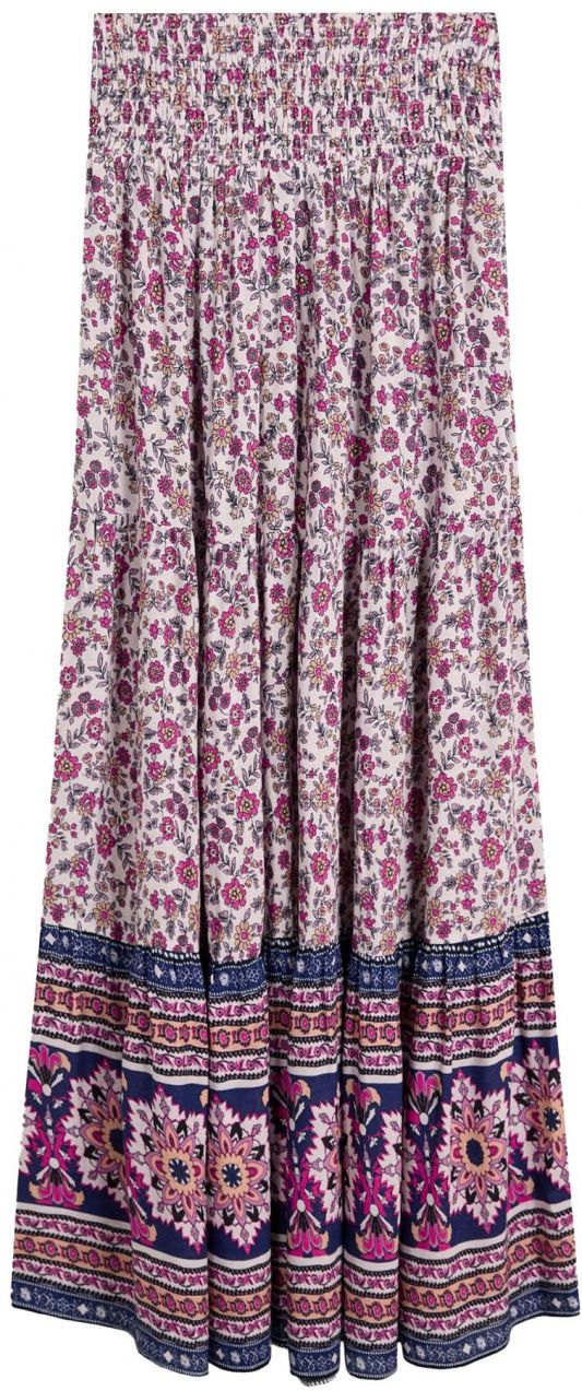 Bershka Sukňa  krémová / námornícka modrá / broskyňová / ružová
