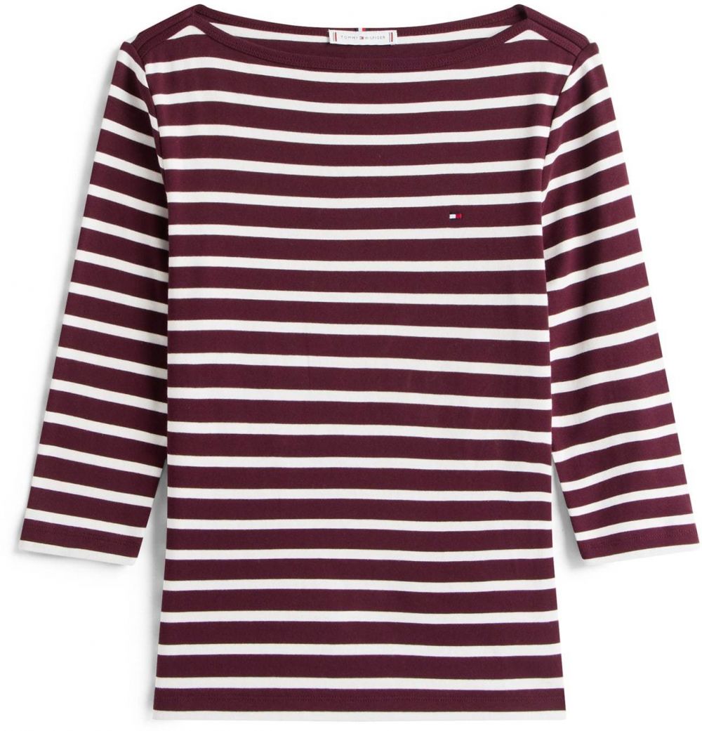 TOMMY HILFIGER Tričko 'NEW CODY'  bordová / biela