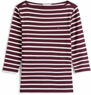 TOMMY HILFIGER Tričko 'NEW CODY'  bordová / biela
