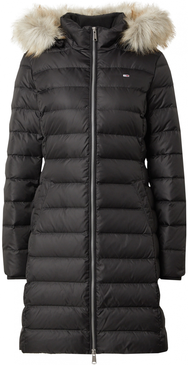 Tommy Jeans Prechodný kabát 'ESSENTIAL'  béžová melírovaná / čierna